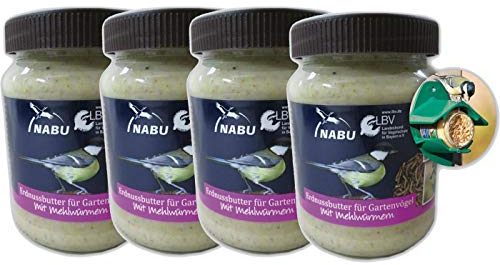 CJ Wildlife Erdnussbutter für Gartenvögel mit Mehlwürmer, Sparpaket 4 x 330g