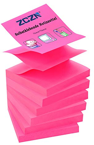 ZCZN Z-Notes, 6 bloques de notas autoadhesivas, notas adhesivas de 76 x 76 mm, 80 hojas por bloque, notas autoadhesivas de 480 hojas (fucsia)