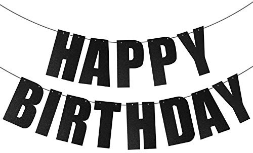 Black Happy Birthday Banner for Birthday Party Decorations Supplies