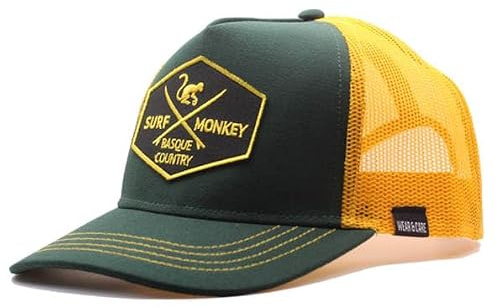 DRESSED IN MUSIC PLAY WITH ME Cappello Trucker Surf Monkey® - Berretto da Uomo/Donna - Design a 5 Pannelli - Taglia Unica - Cappuccio Strutturato con Profilo Medio, Blu