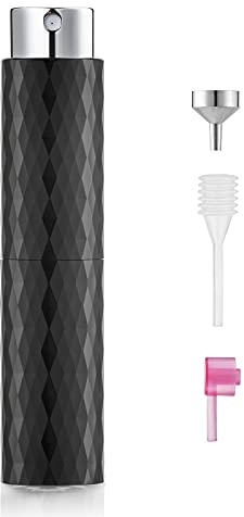 Toureal 8ml Spruzzino Profumo Ricaricabile, Vaporizzatore da Viaggio, Atomizzatore Nebulizzatore Profumo, Bottiglie Porta Profumo Spray (Nero Lucido)