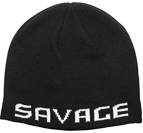 Savage Gear Logo Beanie One Size Black/White Wintermütze Angelmütze