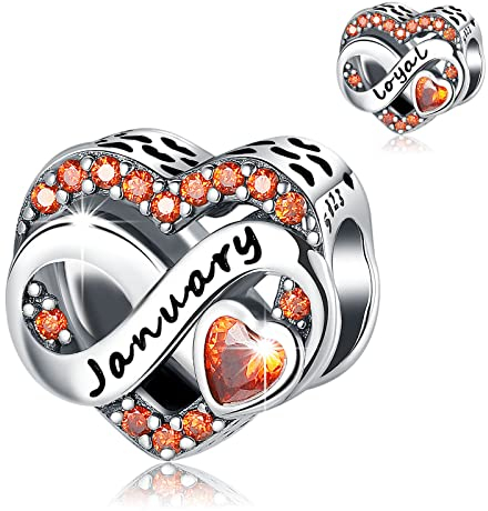 BIZK Damen Januar Unendlichkeit Geburtsstein Charm Anhänger für Armband 925 Sterling Silber Geburtsstein Charms Beads 12 Monate Geburtstag Geschenk für Freundin Frauen (Januar)