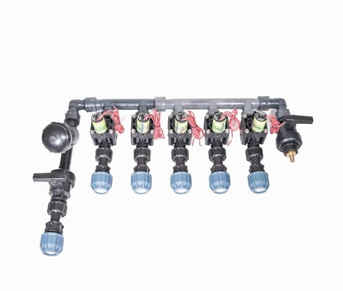 IRRITOP 5X Kopfstation PE25 Ausgang, Verteiler für Bewässerung mit Hunter PGV 101 MMB Magnetventile, für Ø25mm PE-Rohr (Montierbar) (Dichtung O-Ring)