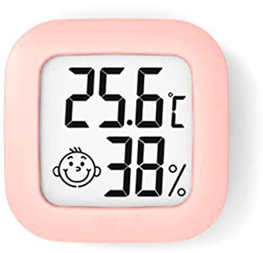 Jkapagzy Instrumento de medición LCD de temperatura y humedad con gran vista digital con interruptor termómetro higrómetro adecuado para bebés y maternidad en interiores, Rosa