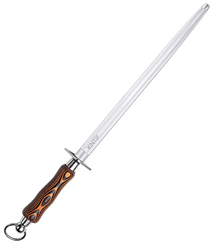 KINTIF Honing Steel 10 inch Professional Knife Sharpener, High Carbon Steel, Fine Lines, High hardness, Knife Sharpening Steel Honing Rod