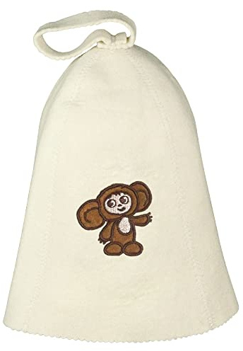 compar Saunahut mit Stickerei Tscheburaschka aus Filz (Filzkappe, Saunamütze) Cheburashka Чебурашка