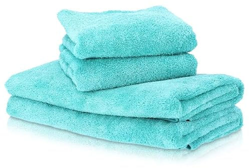 Pastaclean® Badetücher - Traumhaft Flauschige Handtücher (Türkis) Robust, saugstark und sanft zur Haut, Schnelltrocknend, 4 Handtücher in 2 Größen