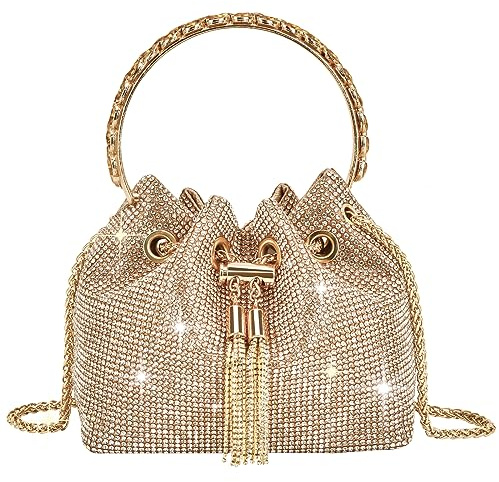 TOPALL Upgrade Rhinestone Evening Bag Bling Purse Sparkly Diamond Silver Clutch Purses for Women Party Club Wedding Prom (Medium)
