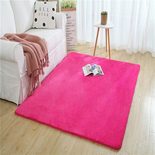 Hochflor Teppich, Einfarbig, Flauschiger Langflor Teppich, Shaggy Flokati, Rechteckig, Pflegeleicht, Wohnzimmerteppich - Fellteppich - Modern Kunstfell Carpet für Schlafzimmer,Rose red,200x200 cm