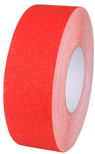 Gebildet 20m x 5 cm Anti Slip Tejp, Starkt Självhäftande Säkerhetsdekal, Halkfri Förbättringsgrupp för Inomhus- och Utomhussäkerhet 65.6 ft x 2 tum, Röd
