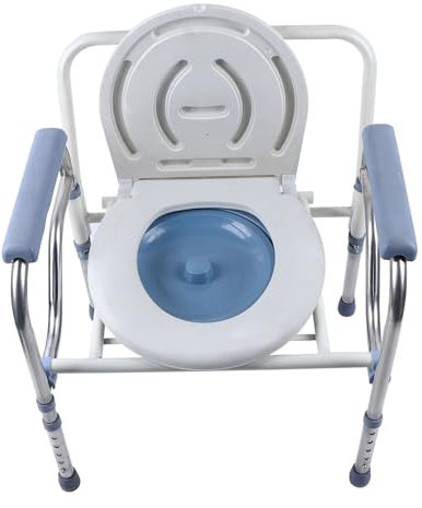 TRIEBAN Silla de baño de noche, altura ajustable, plegable, con pies de goma antideslizantes, ayuda para inodoro para personas mayores con reposabrazos, respaldo e inodoro, 150 kg