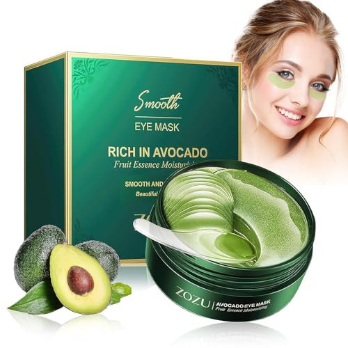 Patch Occhi di Avocado 60 Pezzi di Maschera Occhi di Avocado Naturale, Patch Occhiaie e Borse Eye Patch, Maschere Occhi per Rimuovere gli Occhiaie, Eye Mask per gli Occhi Contro le Rughe