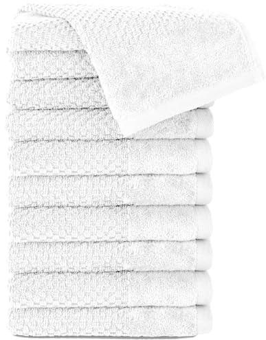 Pure Label Gästehandtuch 10er-Pack 30x50cm aus 100% Baumwolle - Weiß | 100% Baumwolle, weich & saugstark - Waschbar bis 60∘C, trocknergeeignet