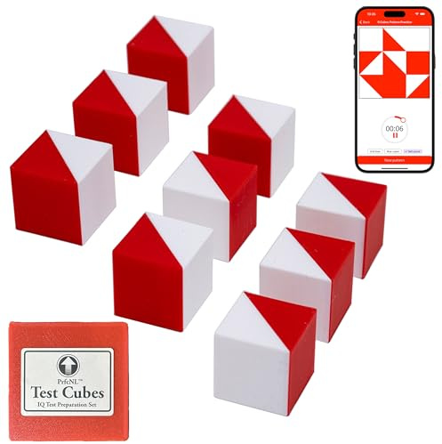 PrfcNL IQ-Testwürfel (Natural Edition) – 9 Kohs-Würfel, Übung für Block Design Test, WAIS IV und WISC V Tests