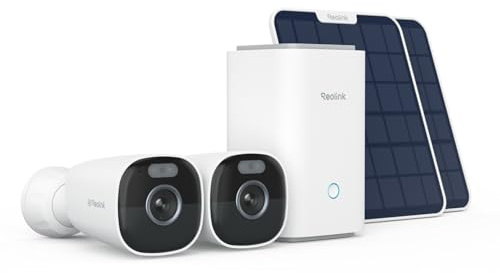 Reolink 4K Security Trådlös WiFi övervakningskamera för utomhusbruk, 2,4/5 GHz WiFi, person-/fordon-/djurdetektering, inga månadsavgifter (lokal lagring), Home Hub+2 Eco Ultra+solpanel