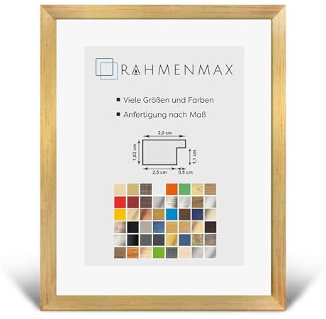 RahmenMax Morena Bilderrahmen Posterrahmen 20x60 cm Farbe Gold Glanz 60x20 cm mit weisser Rückwand und klarem Acrylglas