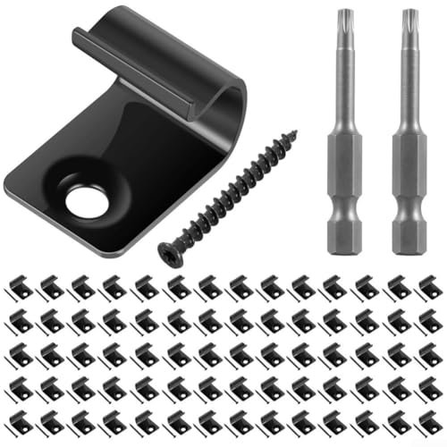 100 Stück Start-Clips für Terrassendielen, Verbundwerkstoff-Clips, Edelstahl, schwarze Terrassendielen-Clips mit Schrauben