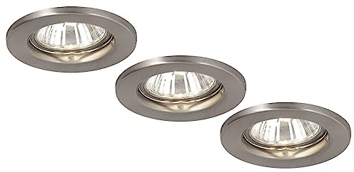Einbaustrahler rund Deckenspot Deckenlampe Flurleuchte Einbauspot, Metall chrom, 1x GU10, DxH 8x 13 cm, 3er Set