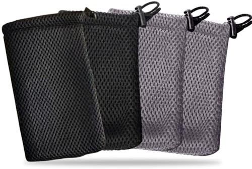 HSYTEK Netzbeutel klein, Aufbewahrungstasche klein, 4 Pcs Schwarz, grau mini Mesh Beutel, Pouch Zur Aufbewahrung von Powerbank Tasche, Ladegeräten, Kopfhörern, Schlüsseln, Make-up, Outdoor-Produkten