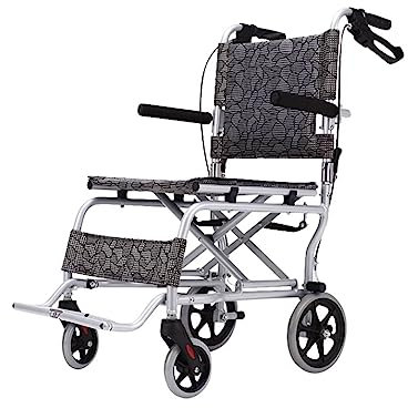QXIWAOE Ultraleichter Transportrollstuhl, 7,3 kg, Leichter medizinischer Transportstuhl, zusammenklappbarer tragbarer Reiserollstuhl für ältere Menschen, 120 kg