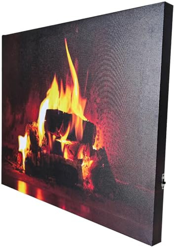 infactory Kaminfeuer Bild: Animiertes LED-Wandbild Kaminfeuer, 40 x 30 cm (Wandbild Kamin, Kamin-Bild, Weihnachtsbilder)