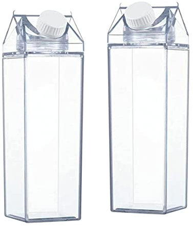 Bouteille d'eau en carton de lait transparent 500ML bouteille de jus transparente réutilisable pour le sport en plein air 2 pièces bouteille de jus transparente carton de lait clair bouteille d'eau cl