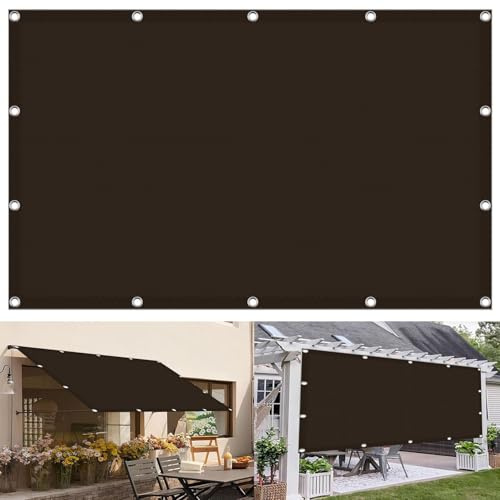 Tenda a Vela Impermeabile 2.9 x 2.9 m Antivento, Alta Protezione Solare Telo Ombreggiante con Occhielli con Corde di Supporto per Edifici Ed Eventi All'Aperto, Marrone