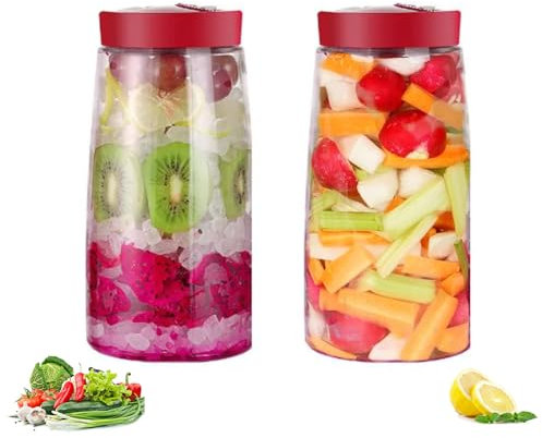 2 Stück Fermentierglas mit 1-Wege-Entlüftung, 2.2L Pickling Kimchi Gärglas, Breiter Öffnung Einmachglas mit Luftauslassventil, Vorratsglas für Kefir, Sauerkraut, Sauerteigstarter, Kombucha (Rot)