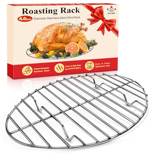 12inch Stainless Steel Roasting Rack, Oval Roasting Rack for Oven Rack with Baking, Cooking, Grilling, Drying in Kitchen, Gifts for Mom Dad Wife Men in Christmas Day