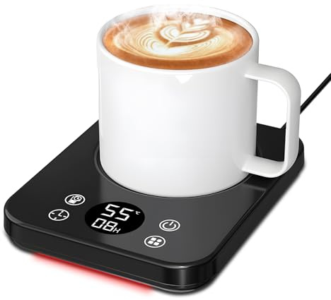 Tassenwärmer Elektrisch, Sauerteig Wärmer für den Schreibtisch mit 9 Temperatur einstellungen, Elektrischer Kaffeewärmer mit Automatischer 8-Stunden-Abschaltung zum Erhitzen von Kaffee, Milch, Kerzen