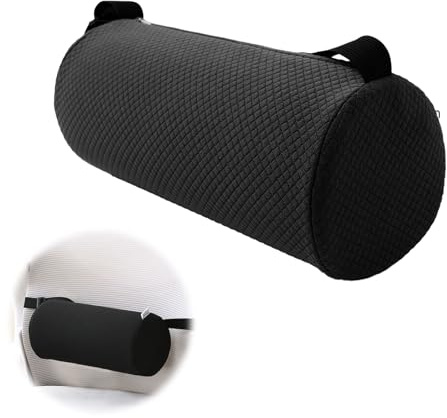 Zernavith Lumbar Roll Pillow, Back Lumbar Support Memory Foam Roll Pillow with Removable Elastic Strap Washable Cover, 11 Inch Length Cylindrical Backrest Sofa Cushion for Office Chair Car Couch
