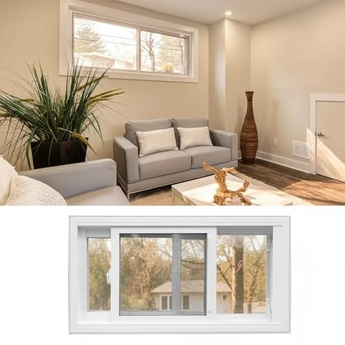 Ersatz Kellerfenster, Schiebefenster Mit Fliegengitter Und Gehärtetem Glas, Rahmen Aus Aluminiumlegierung Schuppenfenster Für Badezimmer Garage(111x81cm)