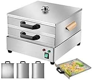 Macchina elettrica per rotolo di pasta di riso – Vaporiera a 2 livelli in acciaio inox con 3 vassoi antiaderenti per Cheung Fun & Vermicelli Rolls