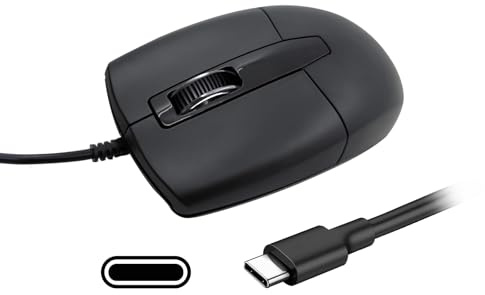 LOONASA USB C Wired Mouse, Type C Optical Mouse, Portable Silent Comfortable, for Laptop, Mac, MacBook, Android, PC, Black
