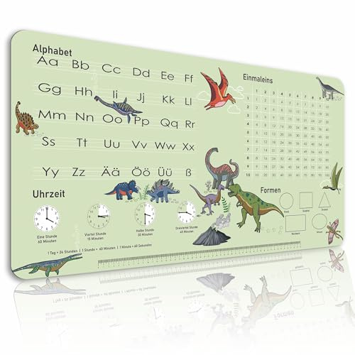 Schreibtischunterlage Kinder abwischbar 80x40 cm Lernunterlage Schreibtisch Unterlage & Tischunterlage Schreib-Tisch Deskmat & Unterlage Robuste Malunterlage Schreibtisch Unterlegmatte (Dino)