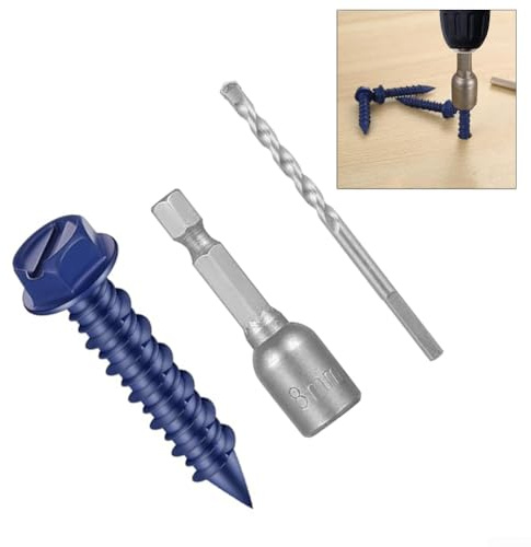 Viti autofilettanti in acciaio al carbonio, 40 pezzi, M6,5 x 32 mm, tasselli per calcestruzzo per il fissaggio a mattoni, cemento e legno