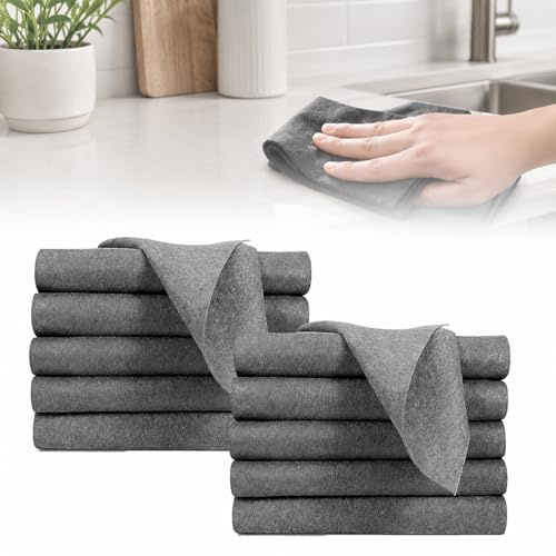 AAFGVC Paño Mágico Antonio Herato Trapos Cocina Ultra Absorbentes, Paños de Microfibra Multiusos, Bayetas Reutilizables para Hogar, Ventanas, Mamparas, Cocina y Baño (Gris*10 40CM*50CM)