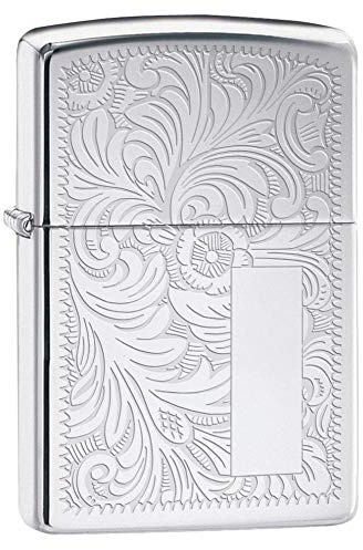 Zippo Briquet tempête – Modèle Vénitien – Chrome Poli Brillant – Ornementation Brillante – Rechargeable – Réutilisable – Design Coupe-Vent – Boîte Cadeau – Fabriqué aux États-Unis