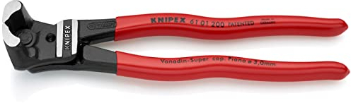 Knipex Tronchese con Taglienti Frontali per Bulloni a Grande Forza di Taglio Bonderizzata Nera, Rivestiti in Resina Sintetica 200 Mm 61 01 200