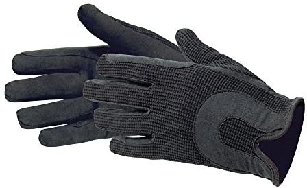 Pfiff 011467 Reithandschuh Kunstleder Stoffrücken, Damen Herren, schwarz XXS-XXL