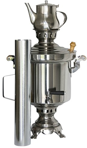 Samowar Ruso /Turco para Carbón Vegetal 5 Litros con Tetera de 1 Litro