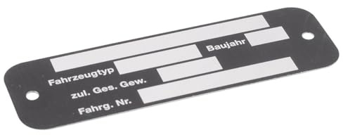 Typenschild PIAGGIOundCO. Genova, kompatibel mit Vespa 125 Primavera VMA2T | Schwarz geätztes Aluminiumschild, 80 x 25 x 0,6 mm, Befestigung mit 2 Nieten, mit Baujahr und Feld für Fahrgestellnummer