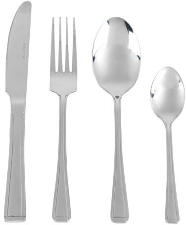 Salter BW02844 Buxton Cutlery Set – 16 Piece, 18/0 Stainless Steel, Mirror Polish Flatware, 15-Year Guarantee, 4 Place Settings, Includes Forks, Knives, Dessert Spoons & Teaspoons, Dishwasher Safe