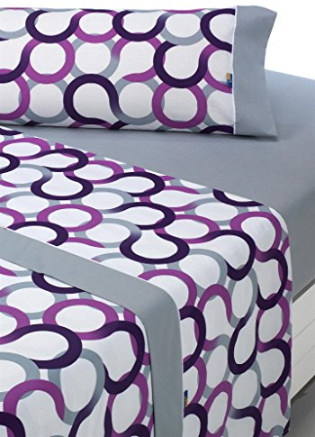 SABANALIA Sábanas Estampadas Aros Cama 105x190 50% Algodón 50% Poliéster