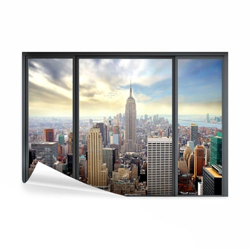 decomonkey Papier Peint Panoramique New York Fenetre 250x175 cm Art mural | Décoration murale moderne, Tapisserie décorative pour chambre salon, unique design tendance