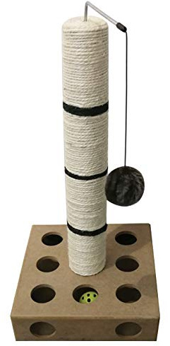 Dehner Tango Colonne à gratter pour Chat Marron Clair/Beige env. 52 x 25,5 x 25,5 cm