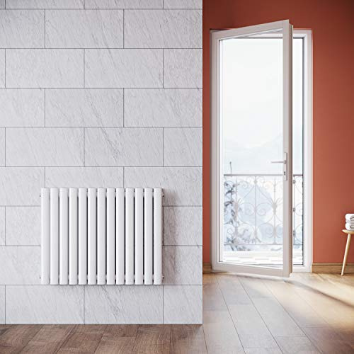 ELEGANT Design Paneelheizkörper Röhren 600x767mm Weiß Doppellagig Badezimmer/Wohnraum Horizontal Heizkörper Seitenanschluss Badheizkörper Radiator