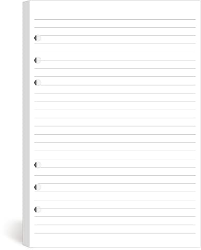 A5 Liniert Papier (insgesamt 100 Blätter) 6 Löcher Nachfüllpapier für Filofax A5, 14.5x21cm