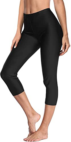 Anwell Badeshorts Wassersport Schwimm Leggings Uv Schutz Lang Badehose Sporthose Boardshorts Bauchweg Schwarz M